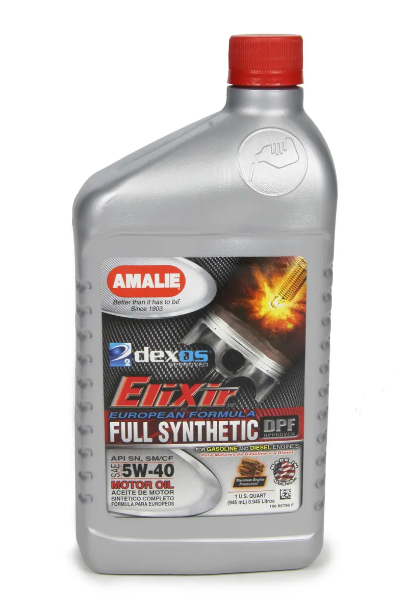 Amalie 65796-56 Elixir Full-Synthetic 5W-40 Engine Oil – Dexos2 Certified, 1 Quart 1