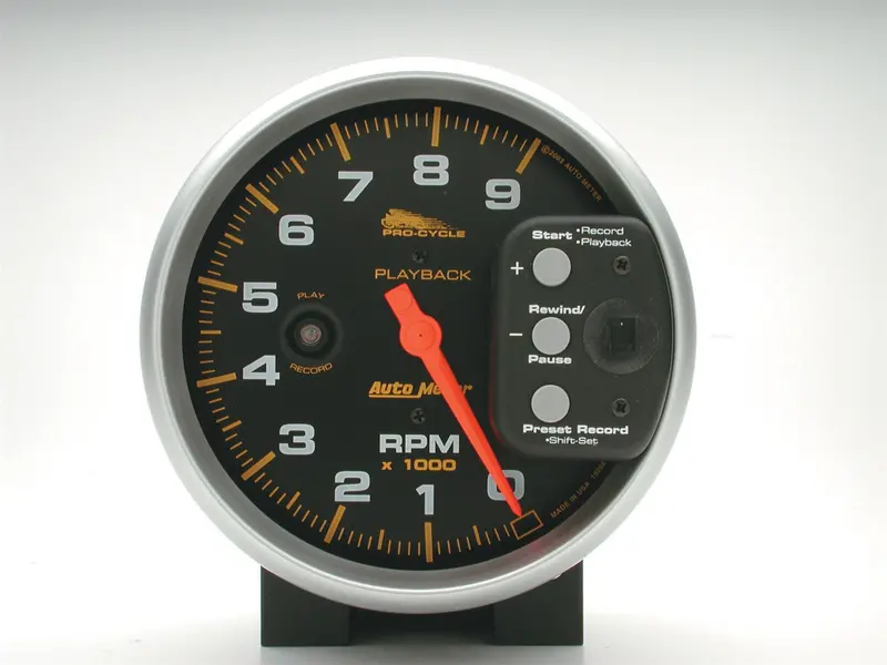 Autometer 5-Inch Pro-Cycle Tachometer With Rpm Playback – Black Housing, 9,000 Rpm Range 1