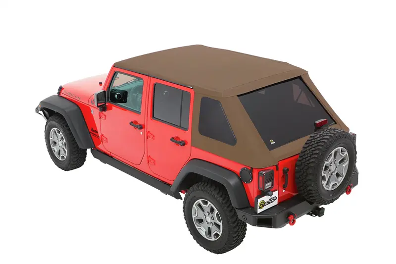 Bestop Trektop Soft Top For Jeep Wrangler Jk (2007–2018, 4-Door) – Tan Twill Fabric 1