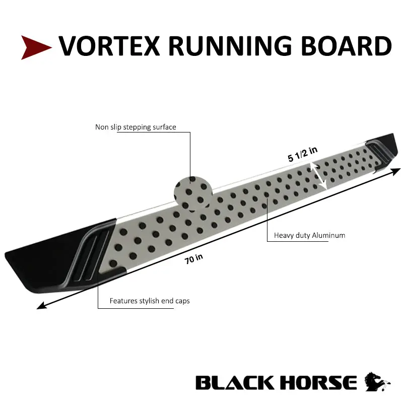 Black Horse Off Road Vo-Lx25Oe Vortex Running Boards – Heavy-Duty Steel With Aggressive Contour 1