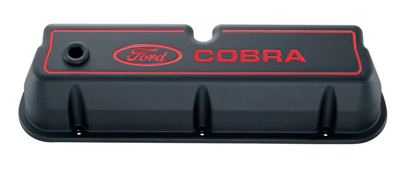 Ford Racing 302-056 Tall-Profile Valve Covers – Die-Cast Aluminum, Gloss Black Finish, Embossed Cobra Logo 1