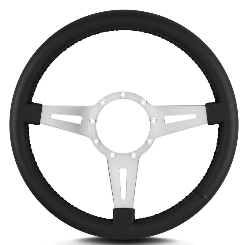 Lecarra Mark Iv Elegant Polished Steering Wheel With Black Leather Wrap 1