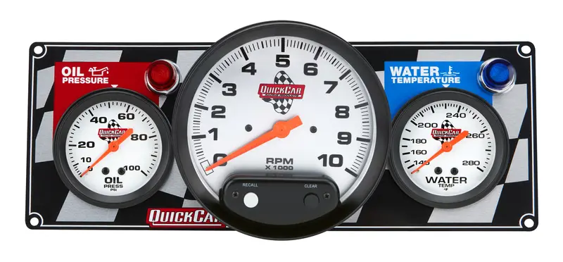 Quickcar Racing 61-6031 Dual-Gauge Tachometer Panel With Orange Pointer And White Face 1