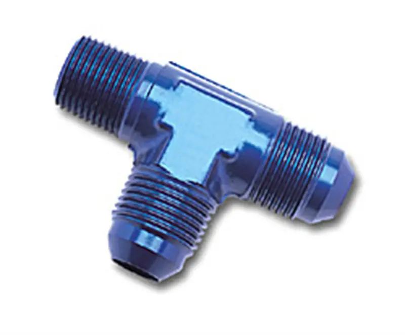 Russell 661120 Blue Anodized -6An Flare-To-Pipe Tee Fitting (1/4" Pipe Thread) 1