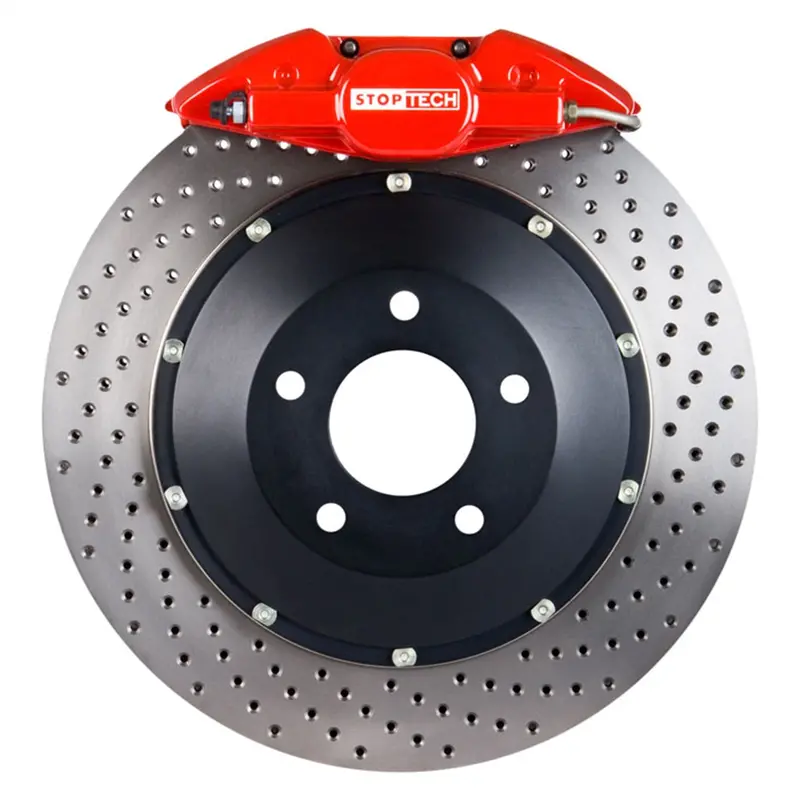 Stoptech Big Brake Kit – Rear Upgrade With Red Calipers And Zinc-Coated Two-Piece Drilled Rotors - 83.622.0023.72 1