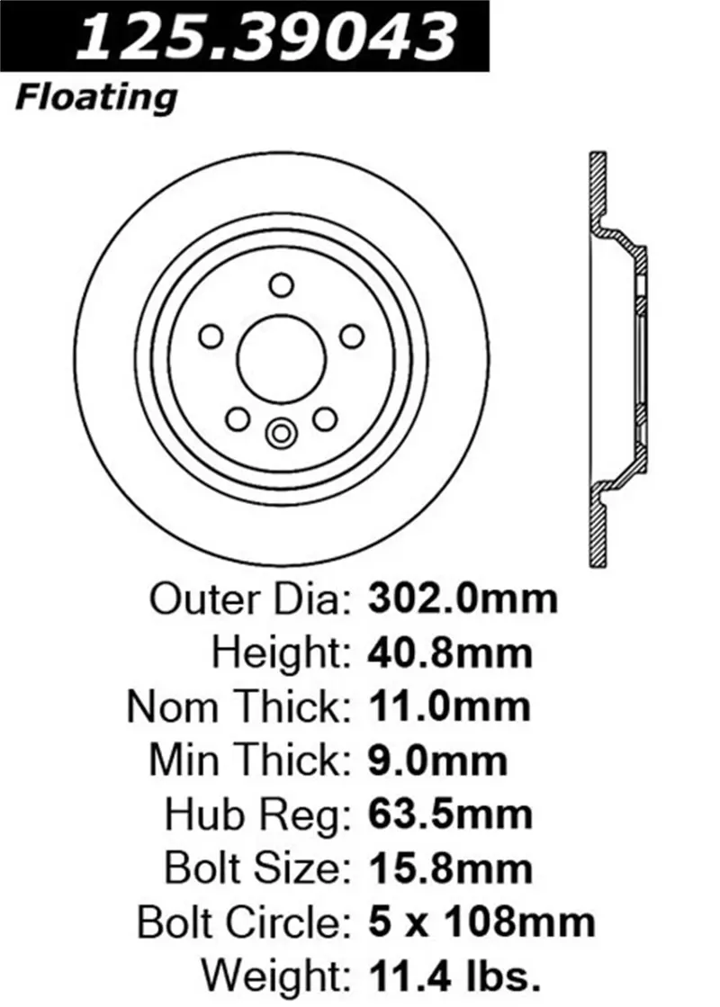 Stoptech Cryostop High-Carbon Rear Brake Rotor – Premium Performance, Model 125.39043Cry 1