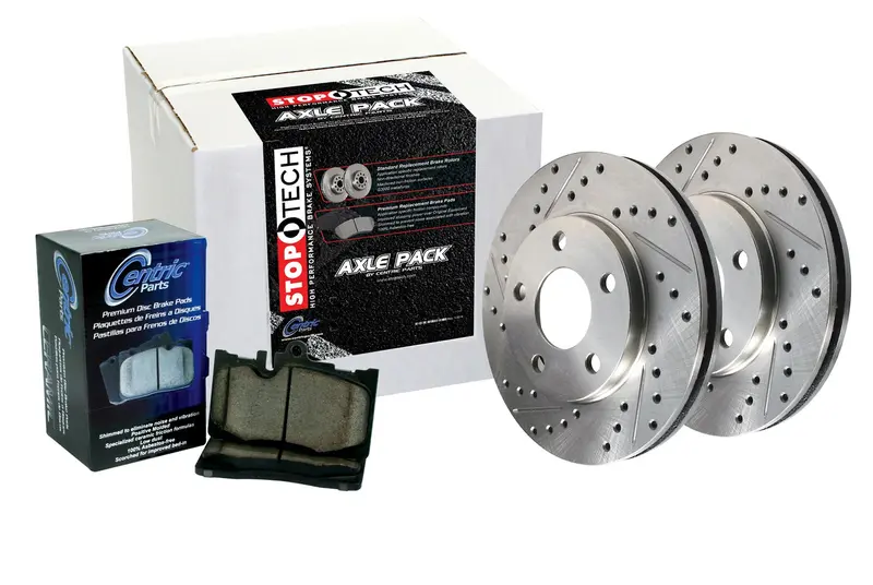 Stoptech Sport Rear Brake Kit – Slotted & Drilled Rotors With Stainless Brake Lines 1